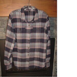 Patagonia Organic Cotton Boy's L Flannel Midweight Plaid Blue Size L EUC